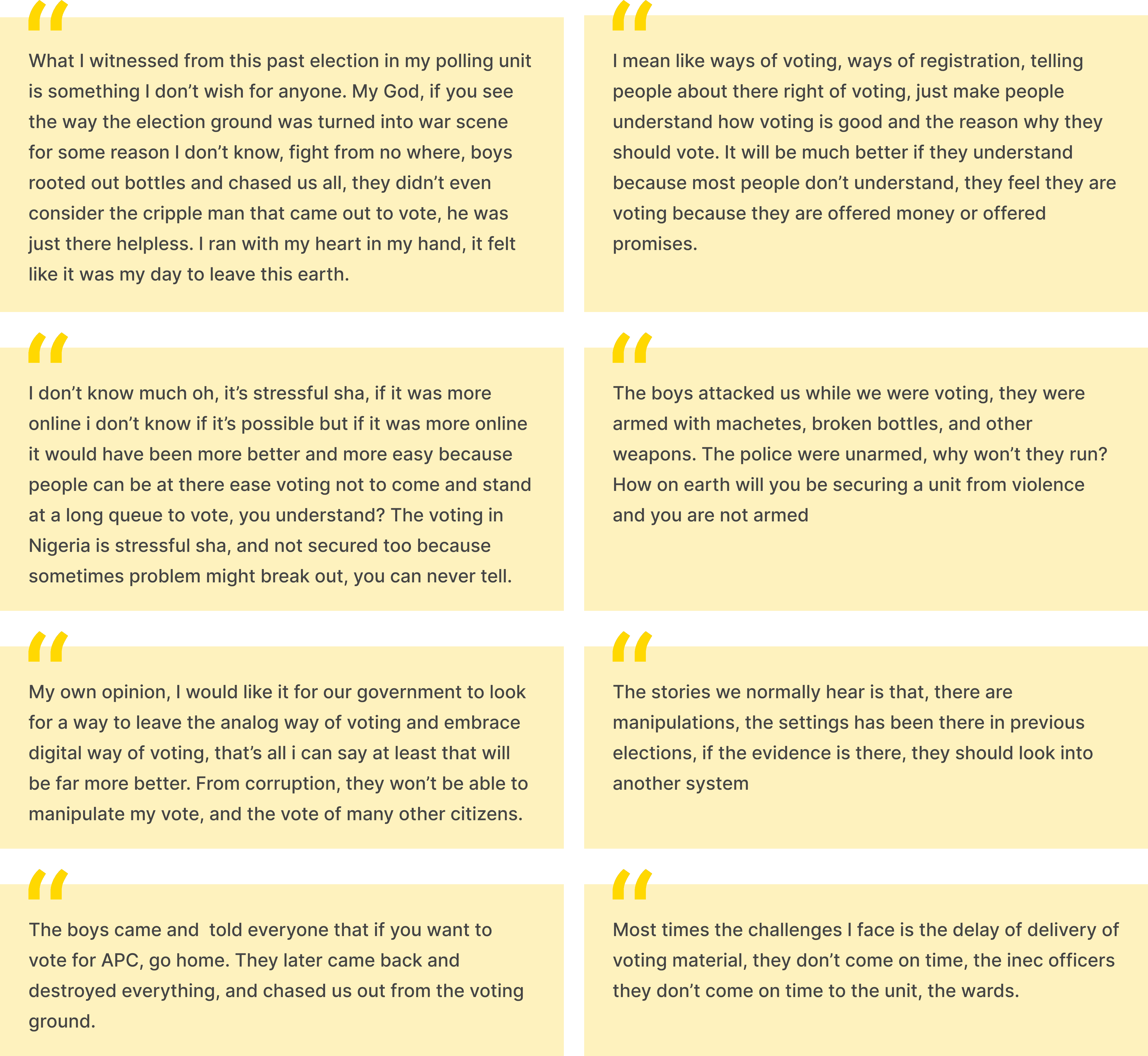 Interview feedback from Nigerian voters